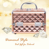 NNECW Portable Makeup Organizer Cosmetic Case Professional Cosmetic Box with Mirror for Home