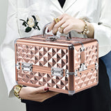 NNECW Portable Makeup Organizer Cosmetic Case Professional Cosmetic Box with Mirror for Home