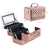NNECW Portable Makeup Organizer Cosmetic Case Professional Cosmetic Box with Mirror for Home