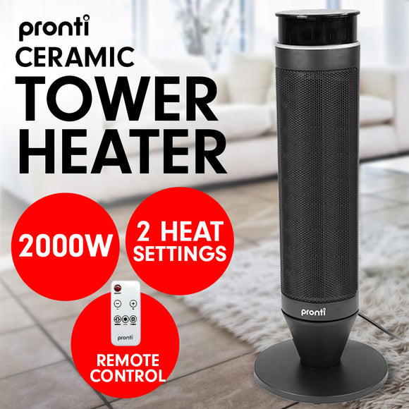 NNEDPE Pronti Electric Tower Heater 2000W Remote Portable - Black