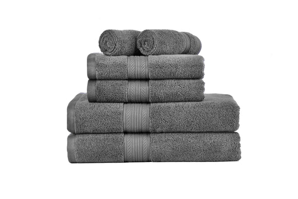NNEIDS 500GSM 100% Cotton Towel Set -Zero Twist 6 Pieces -Dark Grey