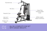 NNEDPE Powertrain Multi Station Home Gym with 45kg Weights Preacher Curl Pad