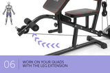 NNEDPE Powertrain Multi Station Home Gym with 45kg Weights Preacher Curl Pad