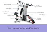 NNEDPE Powertrain Home Gym Multi Station with 175lb Weights and Dumbbells