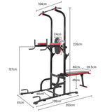 NNEDPE Powertrain Multi Station Pull-up Chin-Up Tower with Exercise Bench