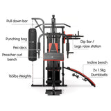 NNEDPE Powertrain Multi Station Home Gym Exercise Dumbbells Punching Bag