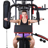 NNEDPE Powertrain Multi Station Home Gym Exercise Dumbbells Punching Bag