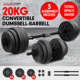 NNEDPE Powertrain 20kg Home Gym Adjustable Dumbbell and Barbell Set