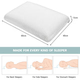 NNECW Memory Foam Pillow with Zippered Washable Pillowcase for Back Side Stomach Sleepers