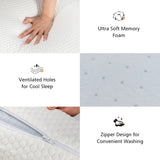 NNECW Memory Foam Pillow with Zippered Washable Pillowcase for Back Side Stomach Sleepers