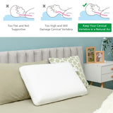 NNECW Memory Foam Pillow with Zippered Washable Pillowcase for Back Side Stomach Sleepers