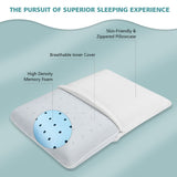 NNECW Memory Foam Pillow with Zippered Washable Pillowcase for Back Side Stomach Sleepers