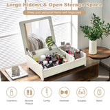 NNECW Countertop Vanity Dresser with Flip-Top Mirror and Multifunctional Storage Box for Bedroom