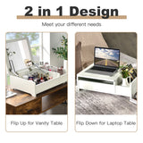 NNECW Countertop Vanity Dresser with Flip-Top Mirror and Multifunctional Storage Box for Bedroom