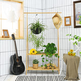 NNECW Bamboo Garment Rack with Hanging Rod & 2 Storage Shelves