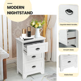 NNECW 3-Drawer Vintage Bedside Table with Metal Handles &amp Anti-toppling Device-White