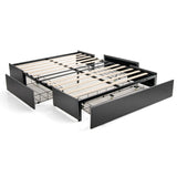 NNECW Queen Size Platform Bed with3 Drawers & Wooden Slats