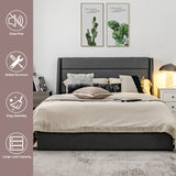 NNECW Queen Size Platform Bed with3 Drawers & Wooden Slats