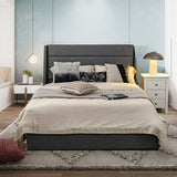 NNECW Queen Size Platform Bed with3 Drawers & Wooden Slats