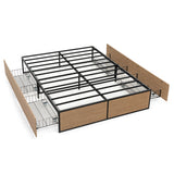 NNECW Queen/Double Size Metal Bed Frame with 4 Drawers for Headboard-Double