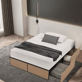 NNECW Queen/Double Size Metal Bed Frame with 4 Drawers for Headboard-Double