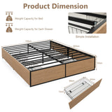 NNECW Queen/Double Size Metal Bed Frame with 4 Drawers for Headboard-Queen