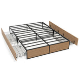 NNECW Queen/Double Size Metal Bed Frame with 4 Drawers for Headboard-Queen