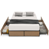 NNECW Queen/Double Size Metal Bed Frame with 4 Drawers for Headboard-Queen
