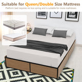 NNECW Queen/Double Size Metal Bed Frame with 4 Drawers for Headboard-Queen