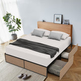 NNECW Queen/Double Size Metal Bed Frame with 4 Drawers for Headboard-Queen