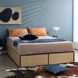NNECW Queen/Double Size Metal Bed Frame with 4 Drawers for Headboard-Queen