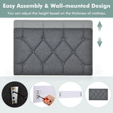 NNECW Twin Size Wall-mounted Headboard for Bedroom &amp Guest Room-Grey-Linen fabric &amp sponge &amp MDF &amp fabric