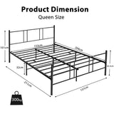 NNECW Full/Queen Size Platform Bed Frame with High Headboard and Footboard for Bedroom/Dormitory-Queen