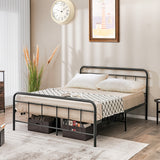 NNECW Full/Queen Size Metal Bed Frame with Headboard &amp Footboard-Full