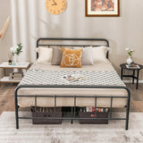 NNECW Full/Queen Size Metal Bed Frame with Headboard &amp Footboard-Full
