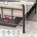 NNECW Full/Queen Size Metal Bed Frame with Headboard &amp Footboard-Full