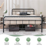 NNECW Full/Queen Size Metal Bed Frame with Headboard &amp Footboard-Full