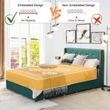 NNECW Full/Queen Size Upholstered Bed Frame with 4 Drawers-Green-Full