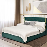NNECW Full/Queen Size Upholstered Bed Frame with 4 Drawers-Green-Full