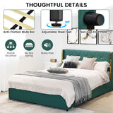 NNECW Full/Queen Size Upholstered Bed Frame with 4 Drawers-Green-Full