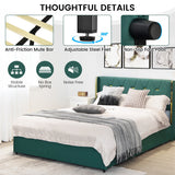 NNECW Full/Queen Size Upholstered Bed Frame with 4 Drawers-Green-Queen