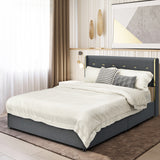NNECW Full/Queen Size Upholstered Bed Frame with 4 Drawers-Grey-Full