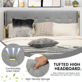 NNECW Full/Queen Size Upholstered Bed Frame with 4 Drawers-Silver-Full