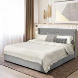 NNECW Full/Queen Size Upholstered Bed Frame with 4 Drawers-Silver-Full
