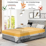 NNECW Full/Queen Size Upholstered Bed Frame with 4 Drawers-Silver-Queen