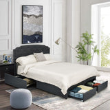NNECW Full/Queen Size Upholstered Platform Bed Frame with 4 Storage Drawers-Full