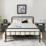 NNECW Modern Wood Grain Nightstand with Cable Hole &amp Open Compartment &amp 2 Drawers-Coffee