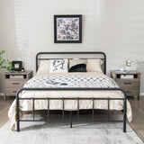 NNECW Modern Wood Grain Nightstand with Cable Hole &amp Open Compartment &amp 2 Drawers-Natural