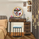 NNECW Dressing Table Stool Set with 3-Colour Lighted Makeup Mirror