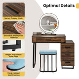 NNECW Dressing Table Stool Set with 3-Colour Lighted Makeup Mirror